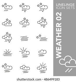 High quality thin line icons of whether and weather forecast. Linelinge are the best pictogram pack unique linear design for all dimensions and devices. Stroke vector, logo symbol and website content.