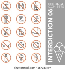 High quality thin line icons of interdiction, symbol and sign. Linelinge are the best pictogram pack unique linear design for all dimensions and devices. Stroke vector logo symbol and website content.