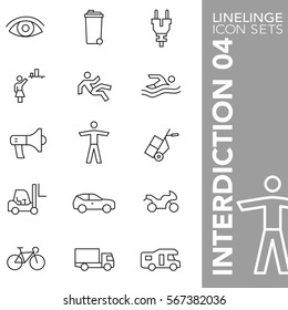 High quality thin line icons of prohibited symbol and no sign. Linelinge are the best pictogram pack unique linear design for all dimensions and devices. Stroke vector logo symbol and website content.