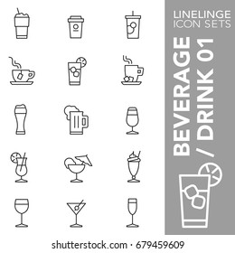 High quality thin line icons of beverages, drinks and coffee. Linelinge are the best pictogram pack unique linear design for all dimensions and devices. Stroke vector logo symbol and website content.