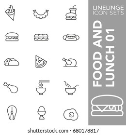 High quality thin line icons of food, dinner, meal and lunch. Linelinge are the best pictogram pack unique linear design for all dimensions and devices. Stroke vector, logo symbol and website content.