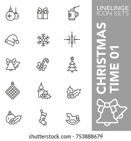 High quality thin line icons of Christmas time and X-mas item. Linelinge are the best pictogram pack unique linear design for all dimensions and devices. Stroke vector logo symbol and website content.