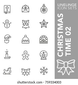 High quality thin line icons of Christmas time and X-mas item. Linelinge are the best pictogram pack unique linear design for all dimensions and devices. Stroke vector logo symbol and website content.