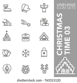 High quality thin line icons of Christmas time and X-mas item. Linelinge are the best pictogram pack unique linear design for all dimensions and devices. Stroke vector logo symbol and website content.
