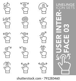 High quality thin line icons of user interface, touch gesture. Linelinge are the best pictogram pack unique linear design for all dimensions and devices. Stroke vector logo symbol and website content.