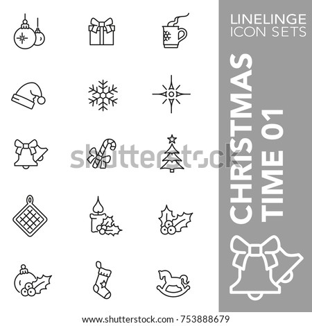 High quality thin line icons of Christmas time and X-mas item. Linelinge are the best pictogram pack unique linear design for all dimensions and devices. Stroke vector logo symbol and website content.