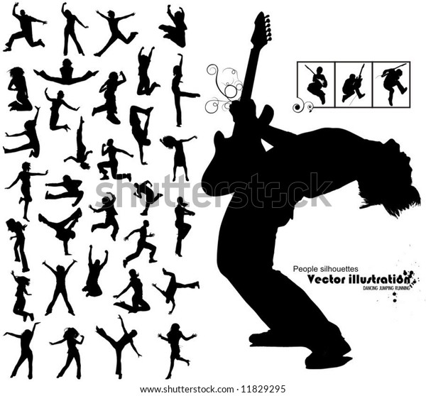 High Quality Traced Dancing Jumping Running Stock Vector Royalty Free 11829295