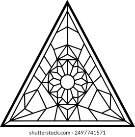 High Quality Triangular Mandala Stained Glass Design Vector