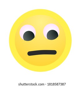 High quality, upset, embarrassed smiley isolated on white background. Popular chat elements. A popular smiley.