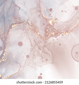 Vector de alta calidad Forma de tinta de alcohol en colores cálidos de coral y oro. Pintura abstracta vectorial. Decoración de bodas. Arte de pintura de coral con elementos brillantes dorados. Flujo líquido delgado.