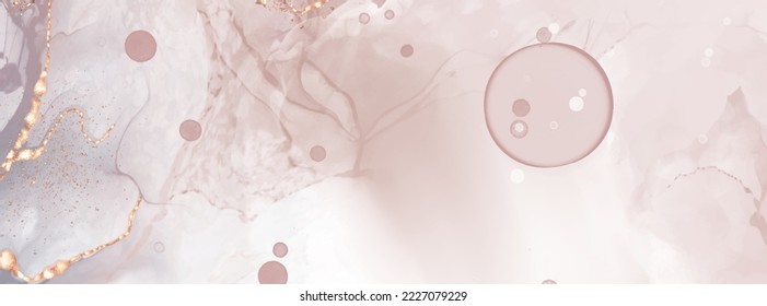 Vector de alta calidad Forma de tinta de alcohol en colores cálidos de coral y oro. Pintura abstracta vectorial. Decoración de bodas. Arte de pintura de coral con elementos brillantes dorados. Flujo líquido delgado.