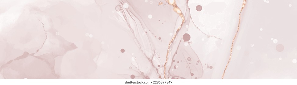 Vector de alta calidad Forma de tinta de alcohol en colores cálidos de coral y oro. Pintura abstracta vectorial. Decoración de bodas. Arte de pintura de coral con elementos brillantes dorados. Flujo líquido delgado.