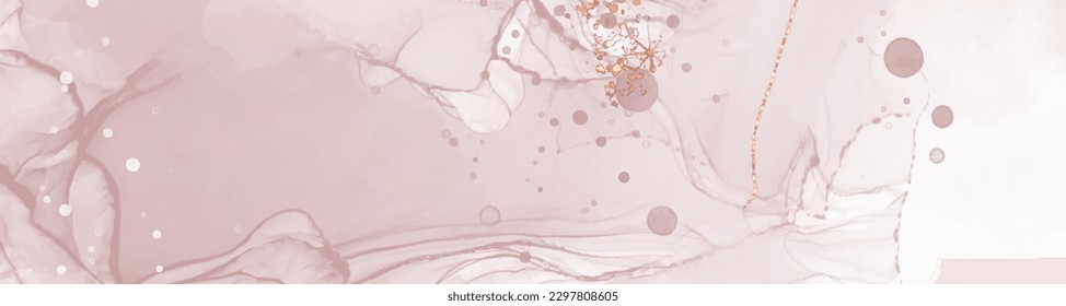Vector de alta calidad Forma de tinta de alcohol en colores cálidos de coral y oro. Pintura abstracta vectorial. Decoración de bodas. Arte de pintura de coral con elementos brillantes dorados. Flujo líquido delgado.