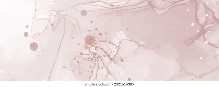 Vector de alta calidad Forma de tinta de alcohol en colores cálidos de coral y oro. Pintura abstracta vectorial. Decoración de bodas. Arte de pintura de coral con elementos brillantes dorados. Flujo líquido delgado.