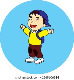 High quality vector of boy who is happy