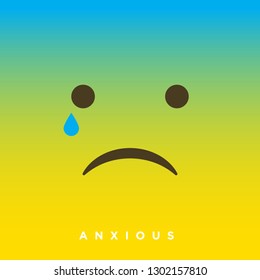 High quality vector cartoon with anxious face emoticons with Flat Design Style, social media reactions - Vector EPS10