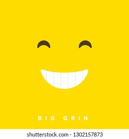 High quality vector cartoon with big grin smile emoticons with Flat Design Style, social media reactions - Vector EPS10