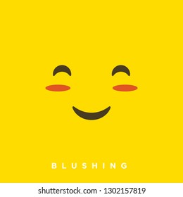 High quality vector cartoon with blushing face emoticons with Flat Design Style, social media reactions - Vector EPS10