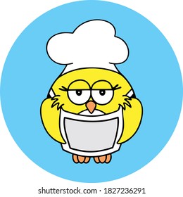 vectores de alta calidad de búho de chef de dibujos animados