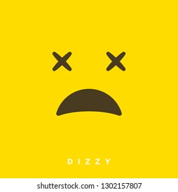 High quality vector cartoon with dizzy face emoticons with Flat Design Style, social media reactions - Vector EPS10