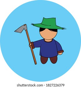 high quality vector of cartoon farmer icon