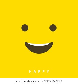High quality vector cartoon happy emoticons with Flat Design Style, social media reactions - Vector EPS10