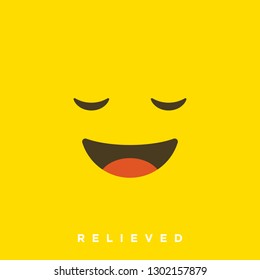 High quality vector cartoon with relieved emoticons with Flat Design Style, social media reactions - Vector EPS10