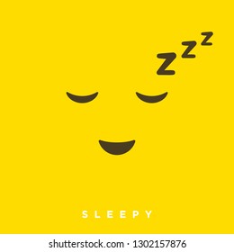 High quality vector cartoon with sleepy emoticons with Flat Design Style, social media reactions - Vector EPS10