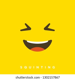 High quality vector cartoon with squinting emoticons with Flat Design Style, social media reactions - Vector EPS10