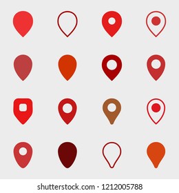 High quality vector collection set of GPS map pointer in many different shapes isolated on white background