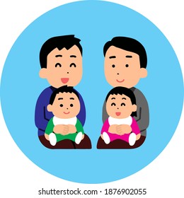 High quality vector of dads holding their children