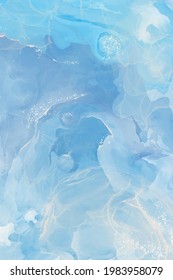 Diseño vectorial de alta calidad. Forma de tinta alcohólica en colores azul y blanco. Pintura abstracta vectorial. Elemento de decoración de bodas. Arte de pintura azul con elementos de brillo blanco.