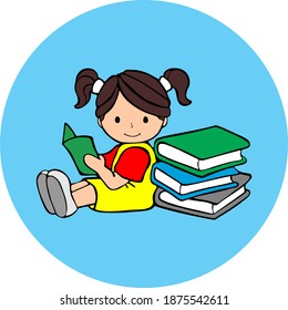 Gran calidad vectorial de las niñas leyendo libros de historia