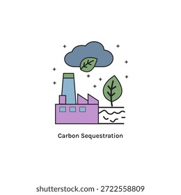 Icono de Vector de alta calidad secuestro de carbono en objetivos de Cero emisiones netas, compensación de carbono, tecnología verde y soluciones de cambio climático. Perfecto para informes corporativos de ESG y marca ecológica