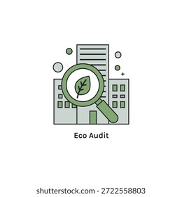 High quality vector icon eco audit on Net Zero goals, carbon offsetting, green technology, and climate change solutions. Perfect for corporate ESG reports and eco-friendly branding