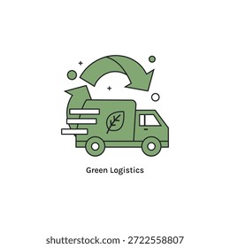 Logística verde de alta calidad de íconos del Vector en objetivos de cero emisiones netas, compensación de emisiones, tecnología verde y soluciones para el cambio climático. Perfecto para informes corporativos de ESG y marca ecológica