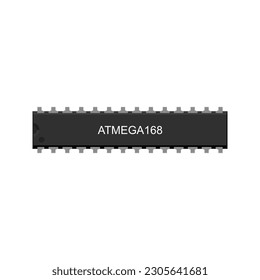 High quality vector illustration of Atmega168 micro controller for electronic circuits and projects