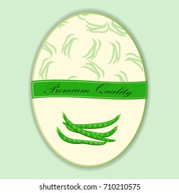 High Quality Vector Illustration Of Beans Label. Symbol For Sauce Product Label Or Grocery Store, Shop And Farm Market Design. Vector Round Label. Organic Collection