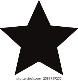 high quality vector illustration of a bold black five-pointed star, isolated silhouette symbol for ratings, reviews, and design elements