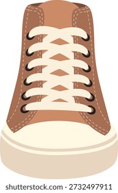 Ilustração vetorial de alta qualidade de tênis marrom de alta qualidade com design de laço, detalhes de costura limpos e sola de borracha branca. Calçado casual moderno isolado no fundo branco, adequado para design de moda, conceitos de streetwear, exibições de produtos de comércio eletrônico, catálogos de calçados, materiais de marca, visuais publicitários, conteúdo de mídia social, cartazes e projetos digitais ou impressos