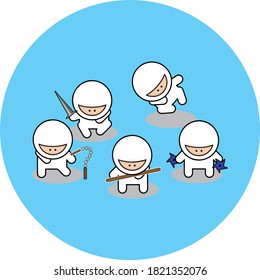 Ilustración vectorial de alta calidad del icono de ninja lindo