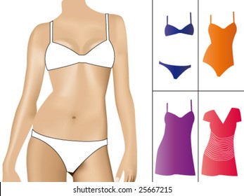 High quality vector illustration of a female body for fitting any clothes. You can take the proposed variants or design your own.