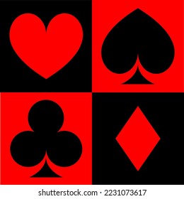 High quality vector illustration of the four Poker playing cards suits symbols