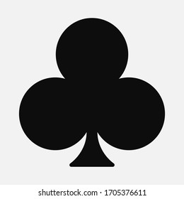 High quality vector illustration of the french playing cards suit of Clubs black symbol isolated on white background - Trefoil clover graphic representation