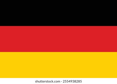 A high Quality vector illustration of the German flag , Featuring the iconic black , red and gold horizontal stripes , it touch of German Patriotism in your design , National flag of Germany country