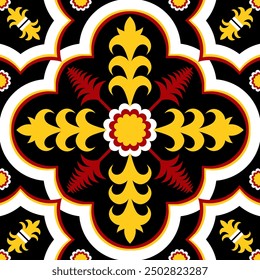 High quality vector illustration of an intricate black and white floral damask pattern. Perfect for use in wallpaper, textiles, backgrounds, home decor, carpets, tiles, curtains.
