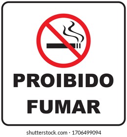 High quality vector illustration of no smoking sign written "PROIBIDO FUMAR" in Brazilian Portuguese