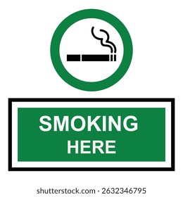 High quality vector illustration of the No smoking red sign and the Smoking area green sign