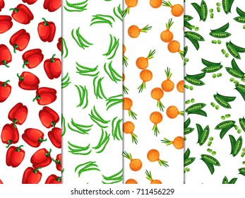 High quality vector illustration of Pepper or paprika, beans, onion and peas. symbol for sauce, product label or grocery store, shop and farm market design. vegetarian healthy food. 