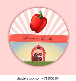 High quality vector illustration of Pepper or paprika label. symbol for sauce product label or grocery store, shop and farm market design. farm or ranch